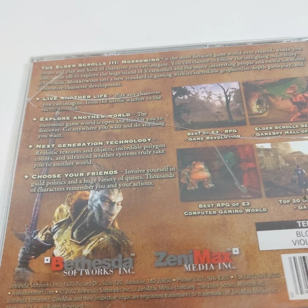The‎ Elder Scrolls III 3 Morrowind (Windows PC CD, 2002) Complete 2 Disc Set